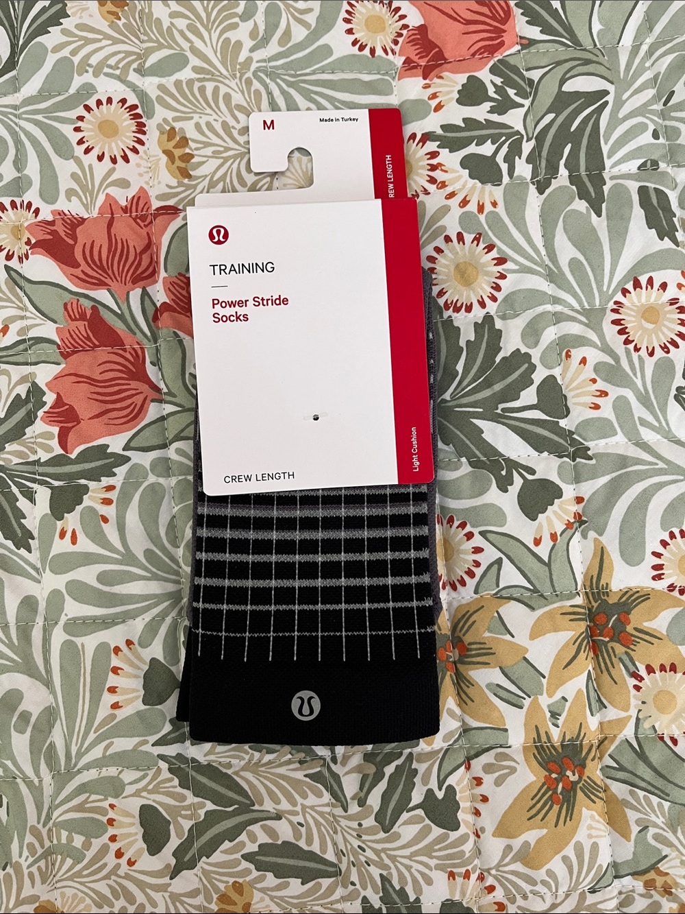 🆕 Lululemon Training Power Stride Socks, Crew Length, size M, light cushion